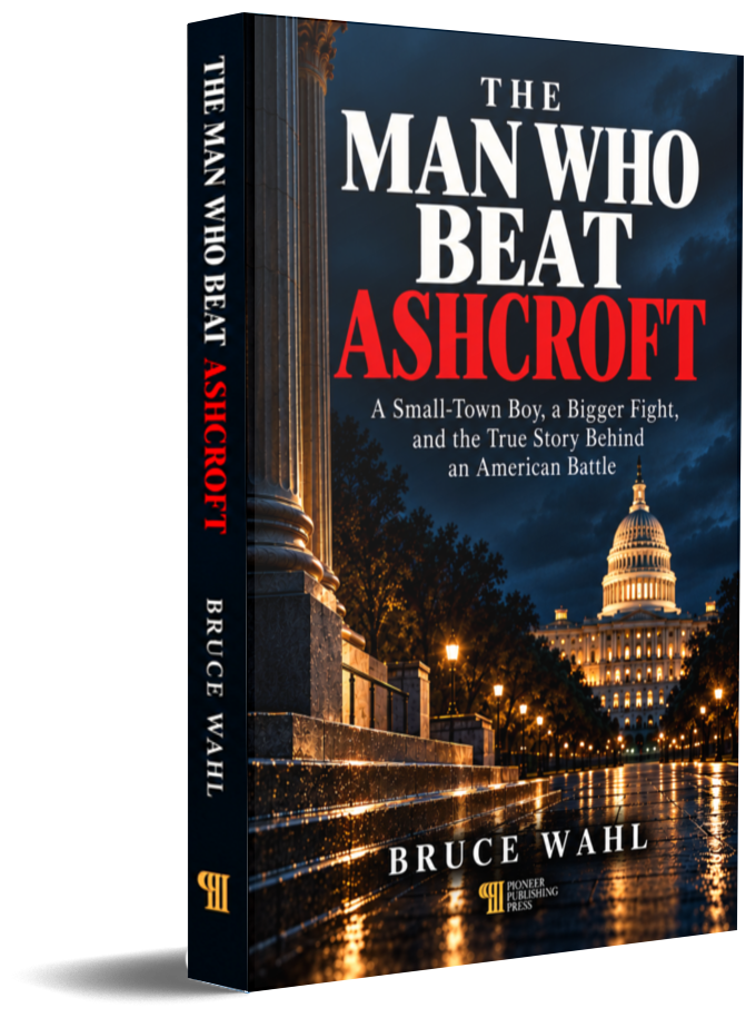The Man Who Beat Ashcroft — hardcover book, angled 3D view